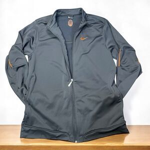 Nike Sportswear Men’s 2XL Full-Zip Fleece Jacket Gray Orange Embroidered EUC